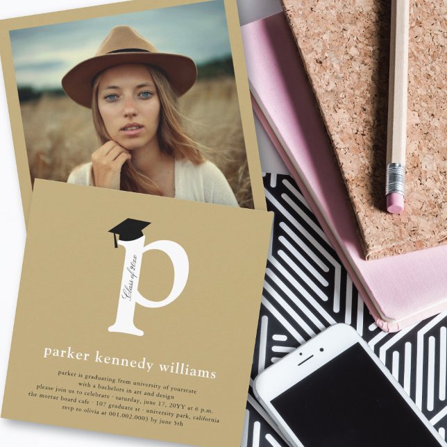 Convite Festa de formatura de Fotografia P do Alfabeto Mon (Criador carregado)