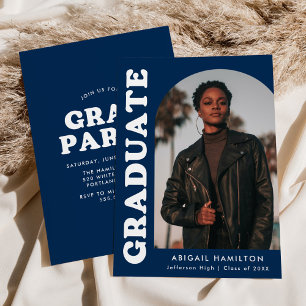 Convite Festa de formatura de Fotografias Azul Escuro de A