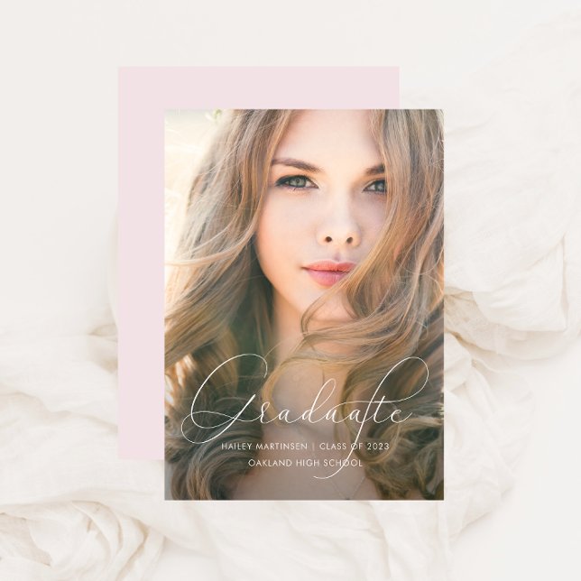 Convite Festa de formatura de Fotografias Blush de Script  (Criador carregado)