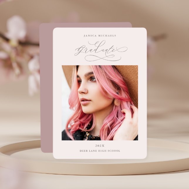 Convite Festa de formatura de Fotografias bonito Dusty Ros (Criador carregado)