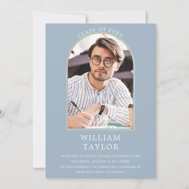 Convite Festa de formatura de Fotografias com Arco Dourado (Frente)