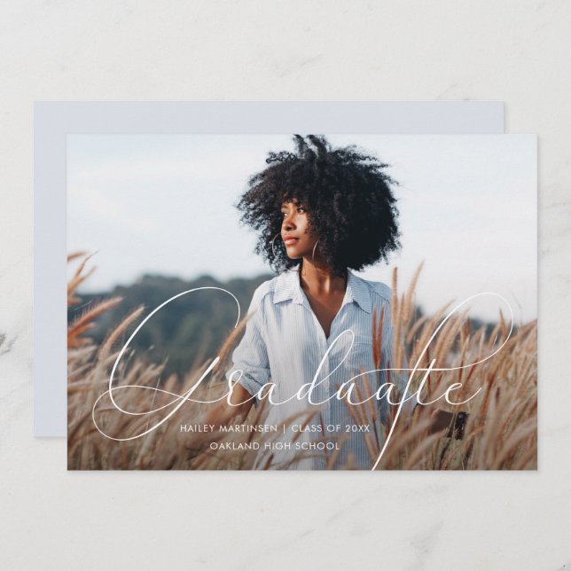 Convite Festa de formatura de Fotografias da Cinza Azul de (Frente/Verso)