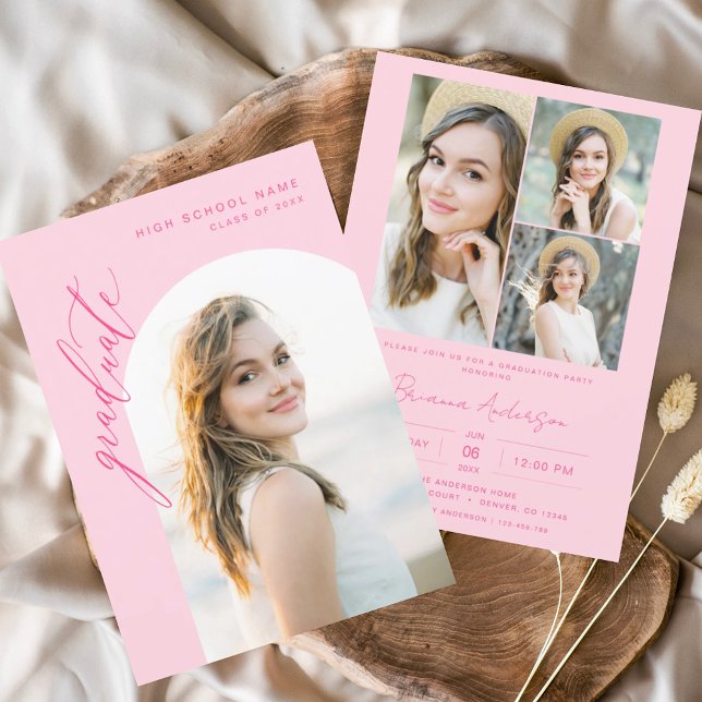 Convite Festa de formatura de Fotografias de Arch Rosa Que (Criador carregado)