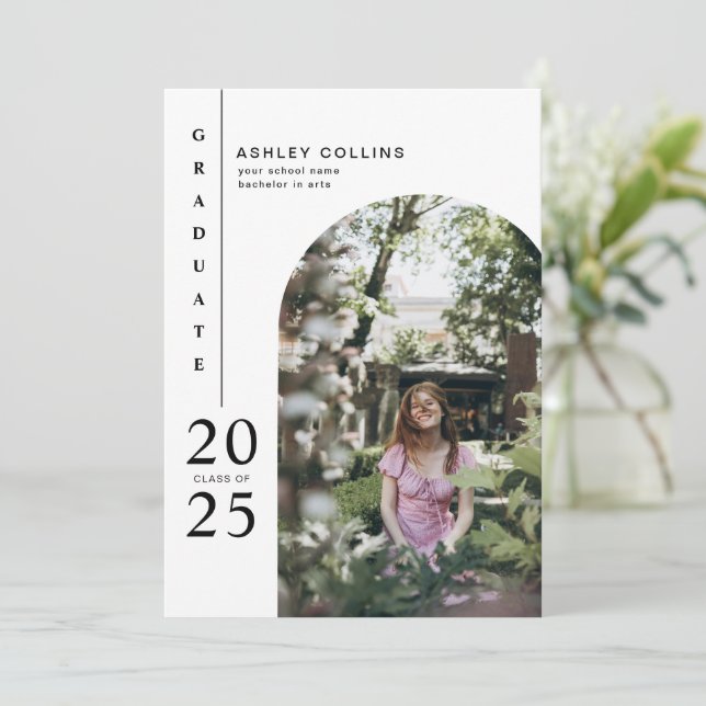 Convite Festa de formatura de Fotografias de Arco Preto e  (Em pé/Frente)