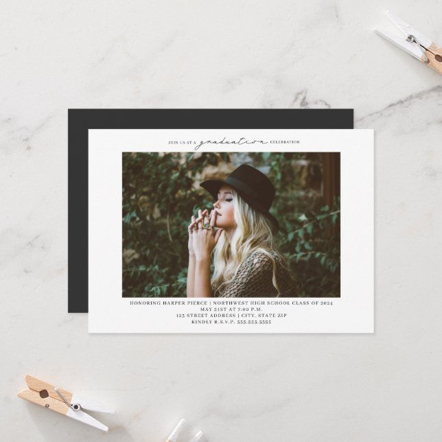 Convite Festa de formatura de Fotografias de Arte de Linha (Frente/Verso In Situ)