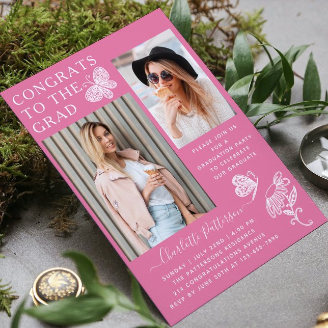 Convite Festa de formatura de Fotografias de Borboleta Ros (Criador carregado)