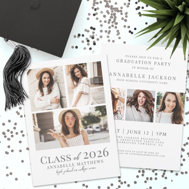 Convite Festa de formatura de Fotografias de Formando Simp (Elegant Simple Graduate Photo Graduation Party Invitation)