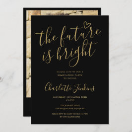 Convite Festa de formatura de Fotografias de Script Dourad