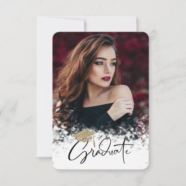 Convite Festa de formatura de Fotografias do Boné de forma (Frente)