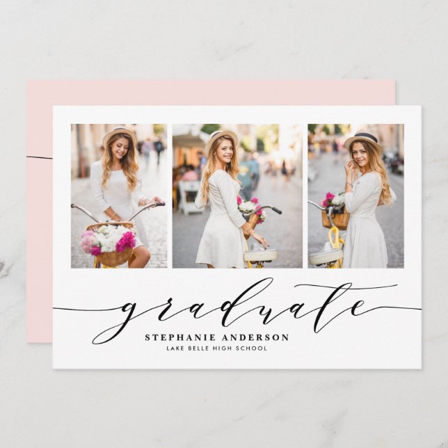 Convite Festa de formatura de Fotografias do Script Blush  (Frente/Verso)