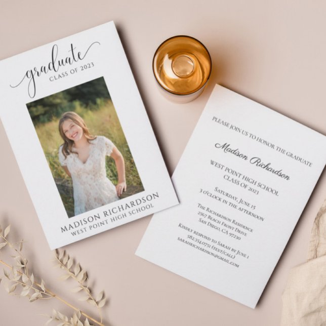 Convite Festa de formatura de Fotografias em Preto e Branc (Criador carregado)