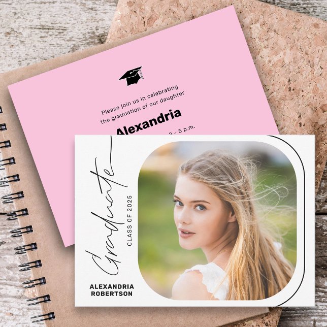 Convite Festa de formatura de Fotografias Mínima de Script (Criador carregado)