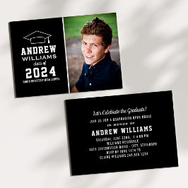 Convite Festa de formatura de Fotografias Moderna Preta e