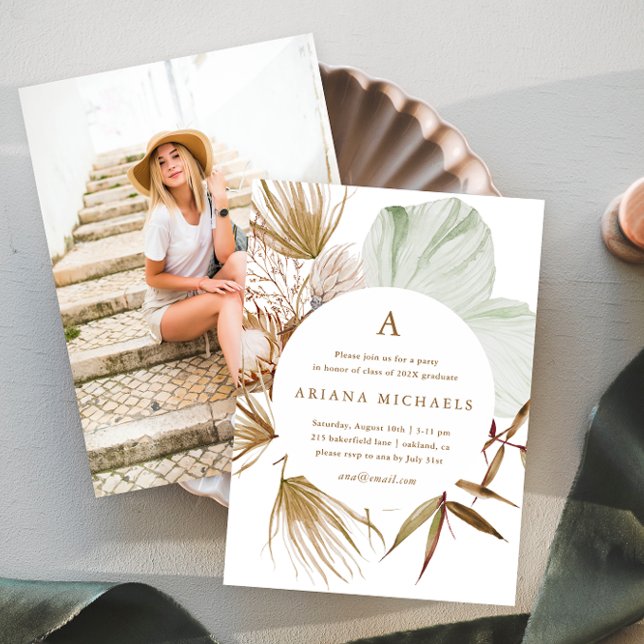 Convite Festa de formatura de Fotografias Monograma Wreath (Criador carregado)