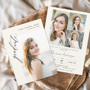 Convite Festa de formatura de Fotografias Neutra Moderna e