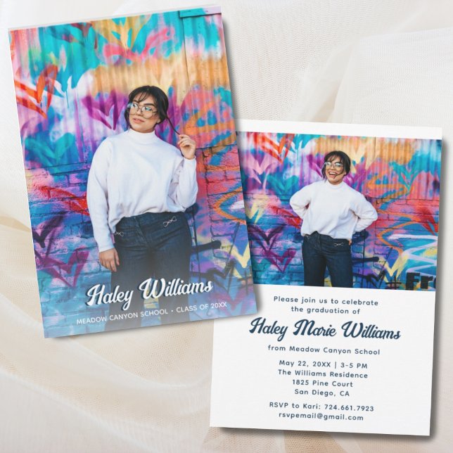 Convite Festa de formatura de Fotografias Personalizada 2  (Trendy Graduation Party invitation
)