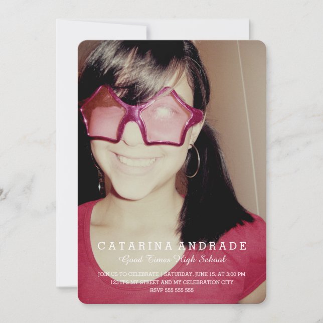 Convite Festa de formatura de Fotografias Personalizado do (Frente)