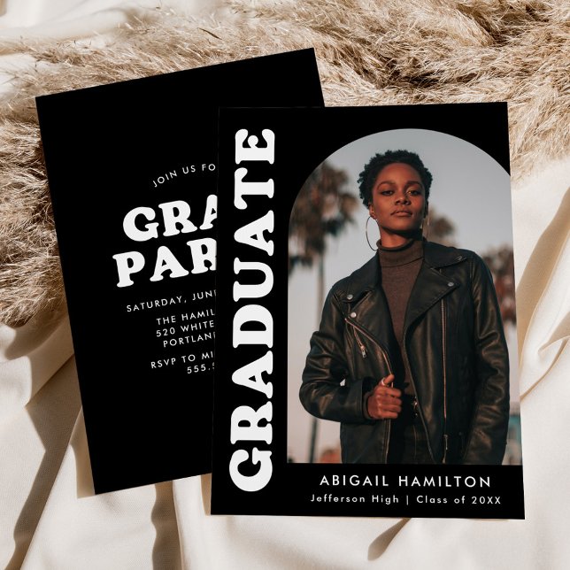 Convite Festa de formatura de Fotografias Pretas da Arca d (Criador carregado)