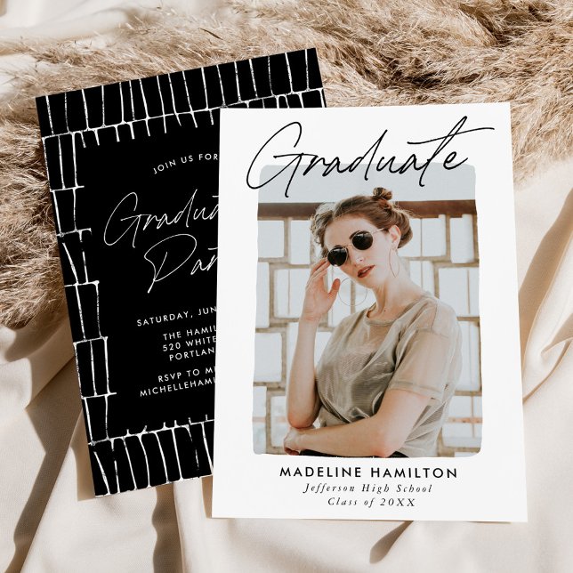 Convite Festa de formatura de Fotografias Pretas do Script (Criador carregado)