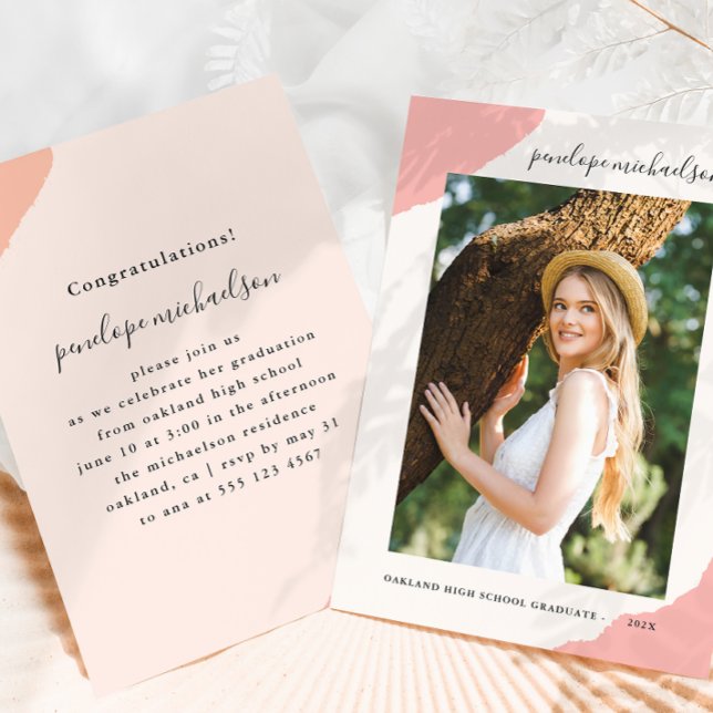 Convite Festa de formatura de Fotografias Rosa Simples (Criador carregado)