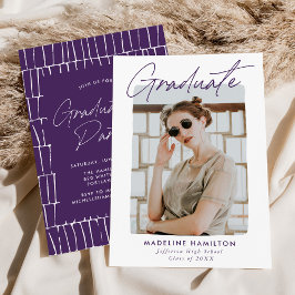 Convite Festa de formatura de Fotografias Roxas do Script 