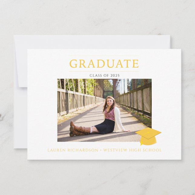 Convite Festa de formatura de Fotografias Simples Amarelo  (Frente)