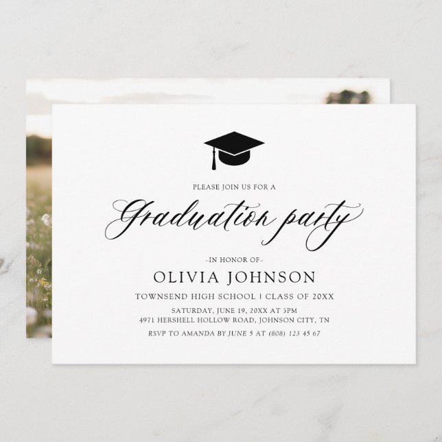 Convite Festa de formatura de Fotografias Simples Moderna (Frente/Verso)