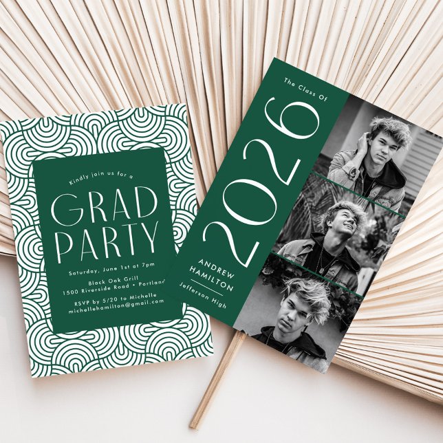 Convite Festa de formatura de Fotografias Verde 3 Moderno  (Criador carregado)