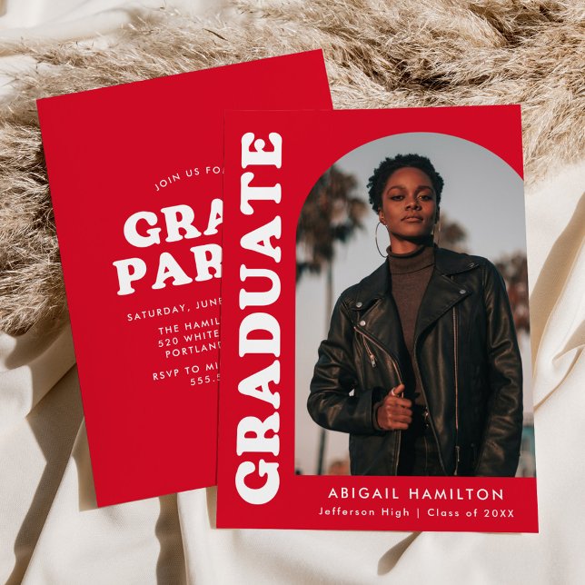 Convite Festa de formatura de Fotografias Vermelhas de Arc (Criador carregado)