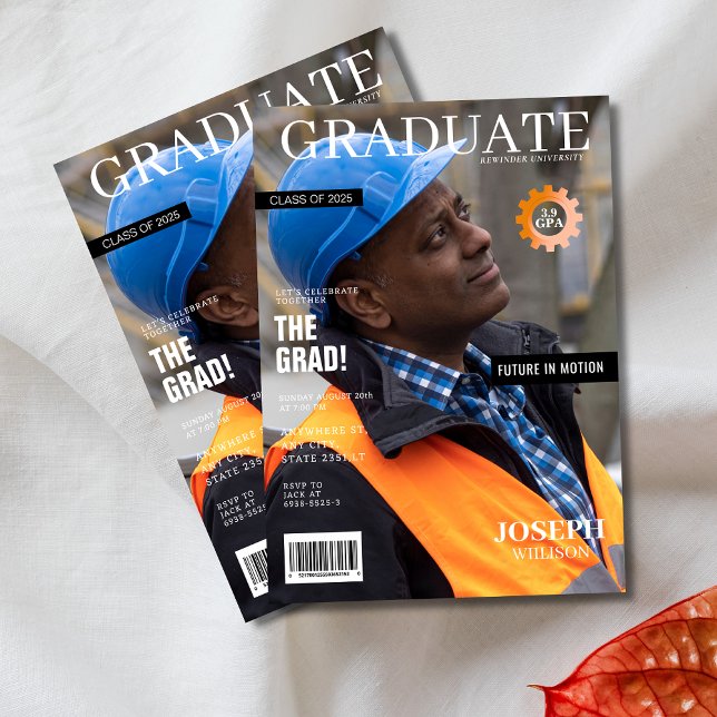 Convite festa de formatura de fotos da revista de engenhar (Criador carregado)