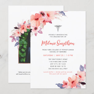 Convite Festa de formatura de fotos de enfermeiro floral