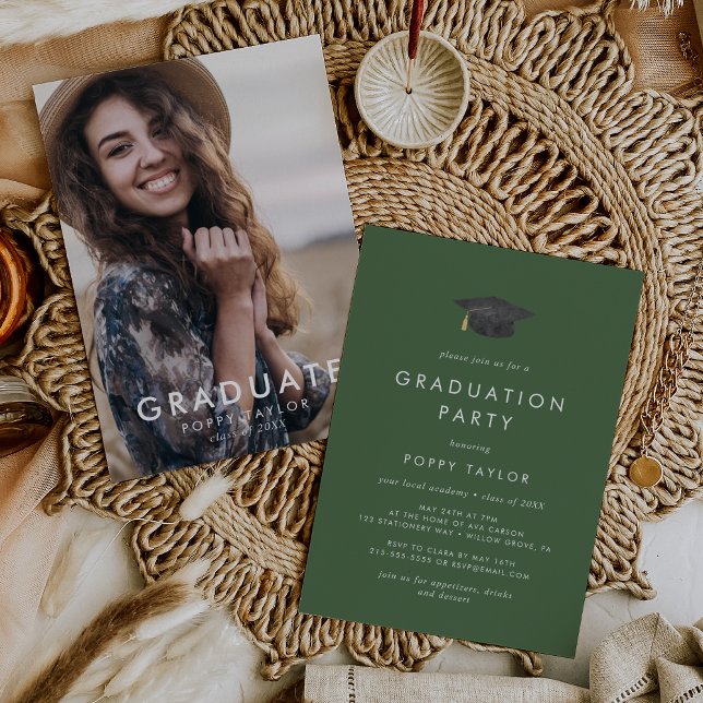 Convite Festa de formatura de fotos do Boné Formando Verde (Criador carregado)