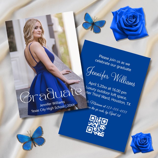 Convite festa de formatura de fotos elegante com código qr (Criador carregado)