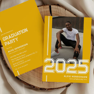 Convite Festa de formatura de fotos esportivas amarela