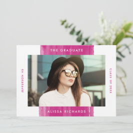 Convite Festa de formatura de Fotos Magenta pintada modern