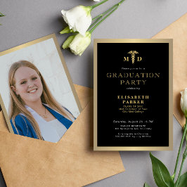 Convite festa de formatura de fotos MD elegante e preto do