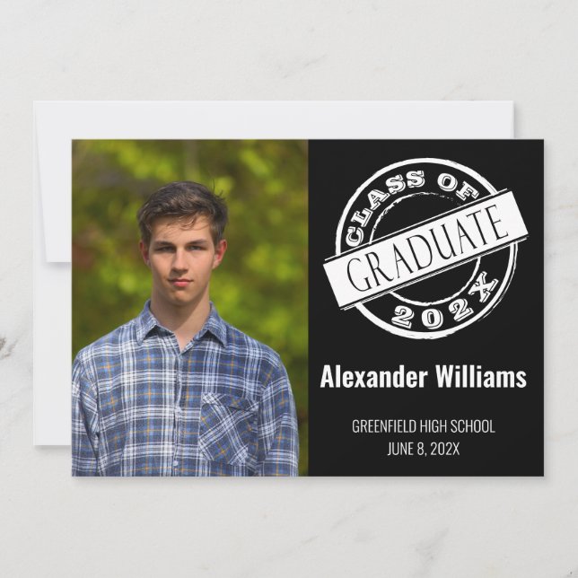 Convite Festa de formatura de Fotos Moderna Preta (Frente)