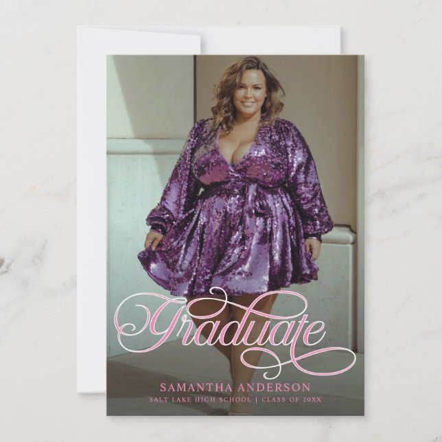 Convite Festa de formatura de fotos rosa 2 do Formando mod (Frente)