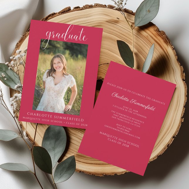 Convite Festa de formatura de Fotos Vermelha de Script Man (Criador carregado)