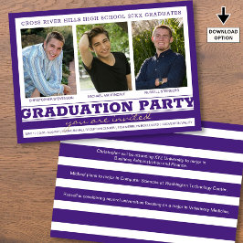 Convite Festa de formatura de grupo 3 Fotografias Roxo
