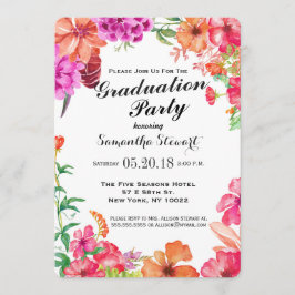 Convite Festa de formatura de jardim de cor laranja rosa