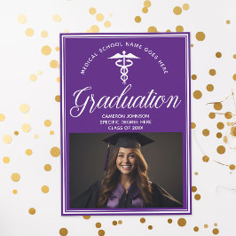 Convite Festa de Formatura de Medicina Branco Roxo Foto