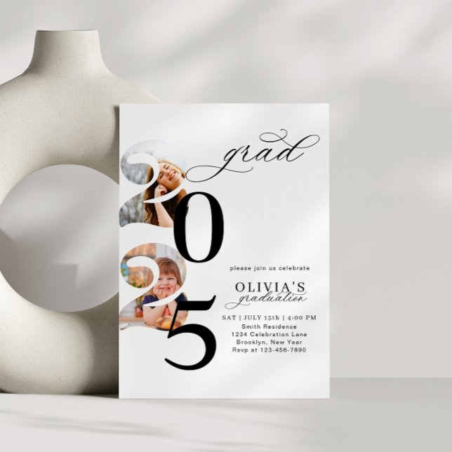 Convite Festa de formatura de Modelo de Foto do Ano Modern (Criador carregado)