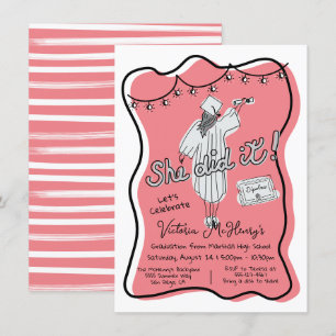 Convite Festa de formatura de moldura ondulada desenhada à