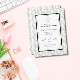 Convite Festa de formatura de Monograma de Gingham Meridio