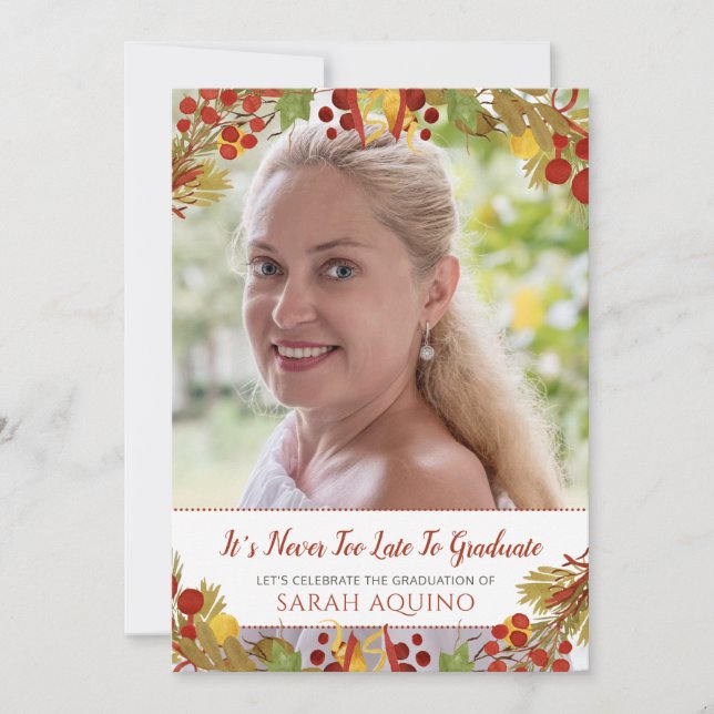 Convite Festa de formatura de Mulher Madura (Frente)