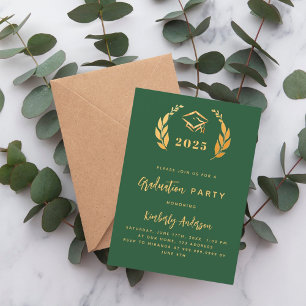 Convite Festa de formatura de ouro verde Emerald 2025