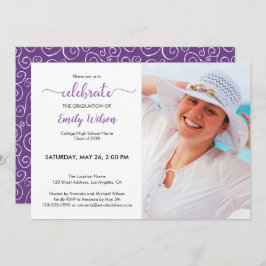 Convite Festa de formatura de Padrão de Foto Violeta do fo