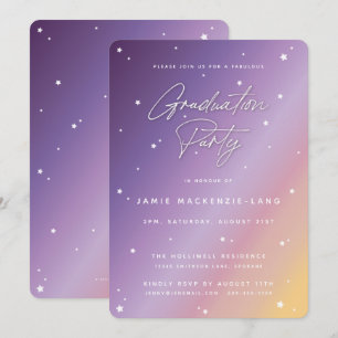 Convite Festa de formatura de Pastel Sunset Script e Stars