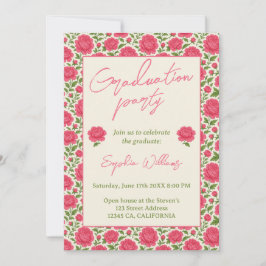 Convite Festa de formatura de Peony Rosa Moderna Chic Boho